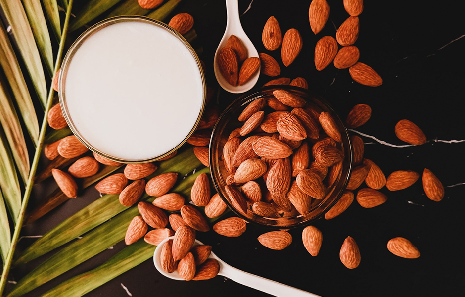 almonds and almond milk